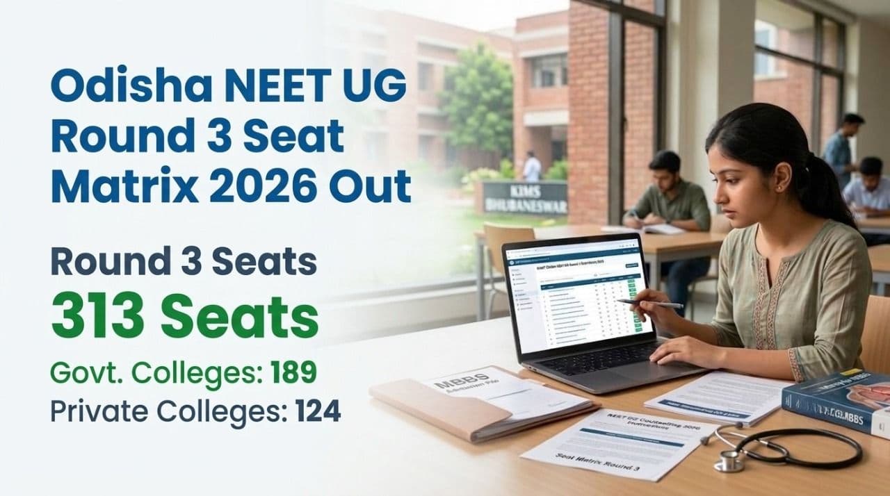 Odisha NEET UG Round 3 Seat Matrix 2026 Out; 313 MBBS, BDS Seats Vacant
