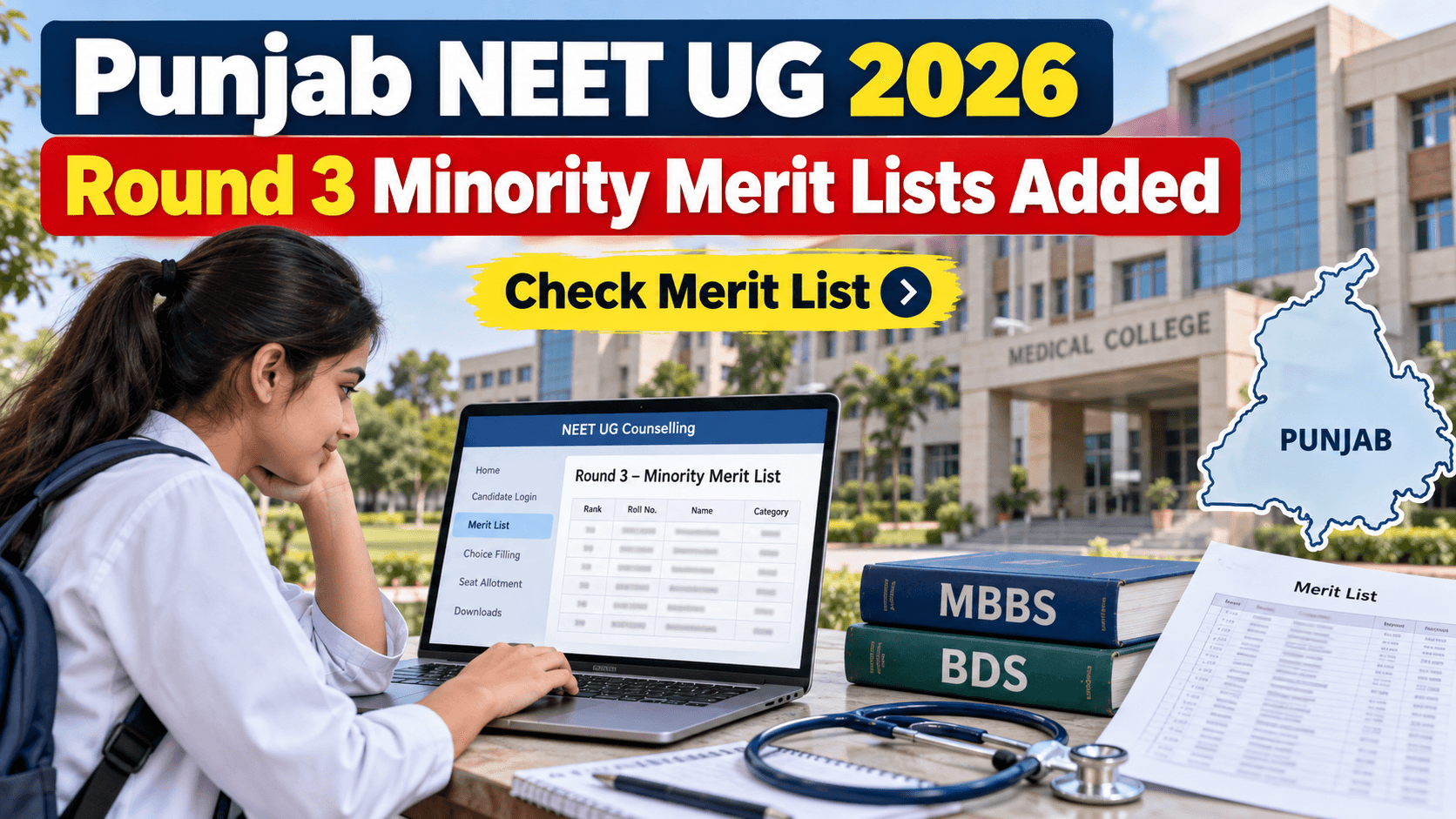 Punjab NEET UG Round 3: Check NRI, Sikh and Christian Minority Merit Lists