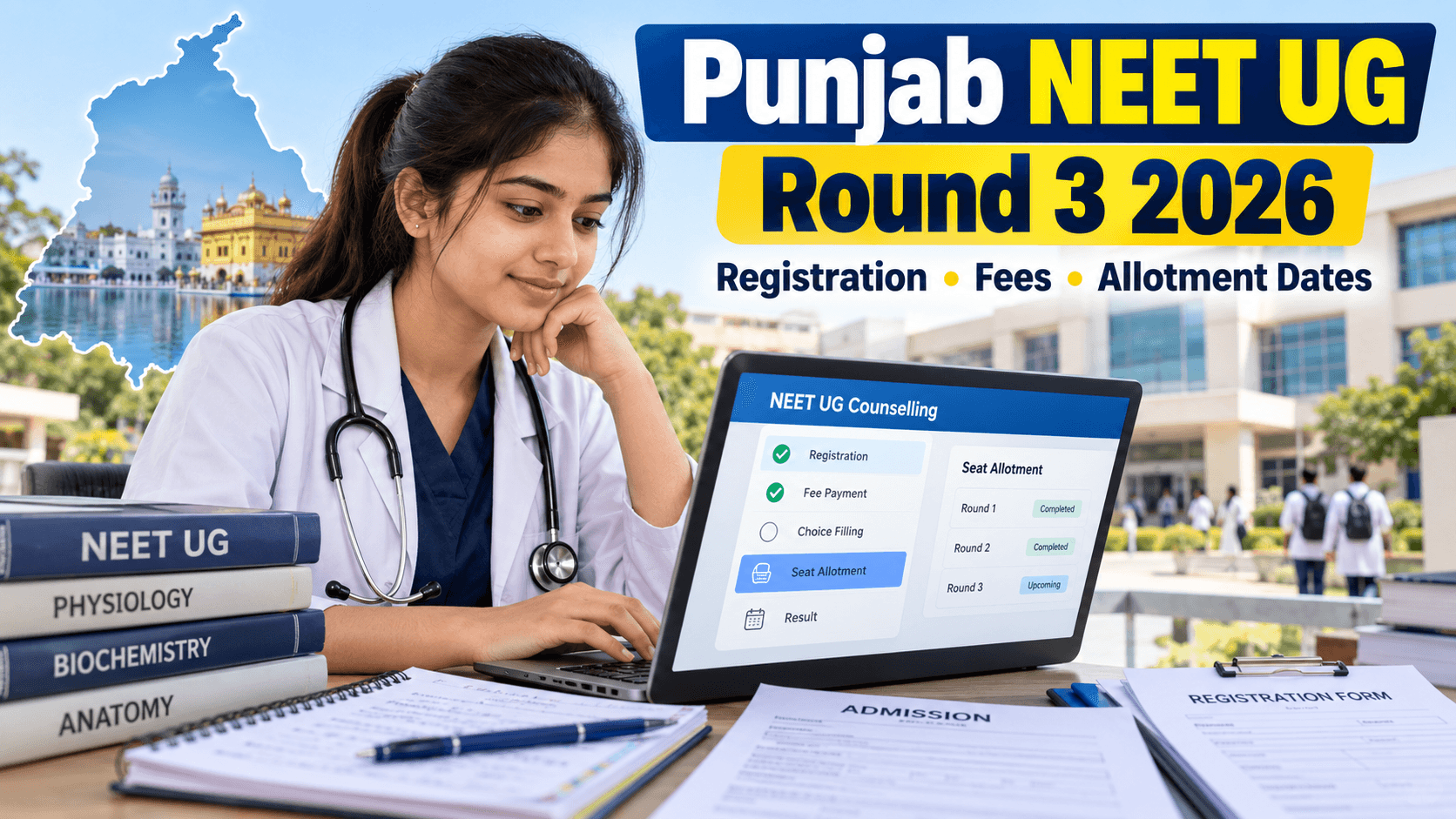 Punjab NEET UG Round 3 2026 Registration Begins; Check Fees, Dates, Eligibility