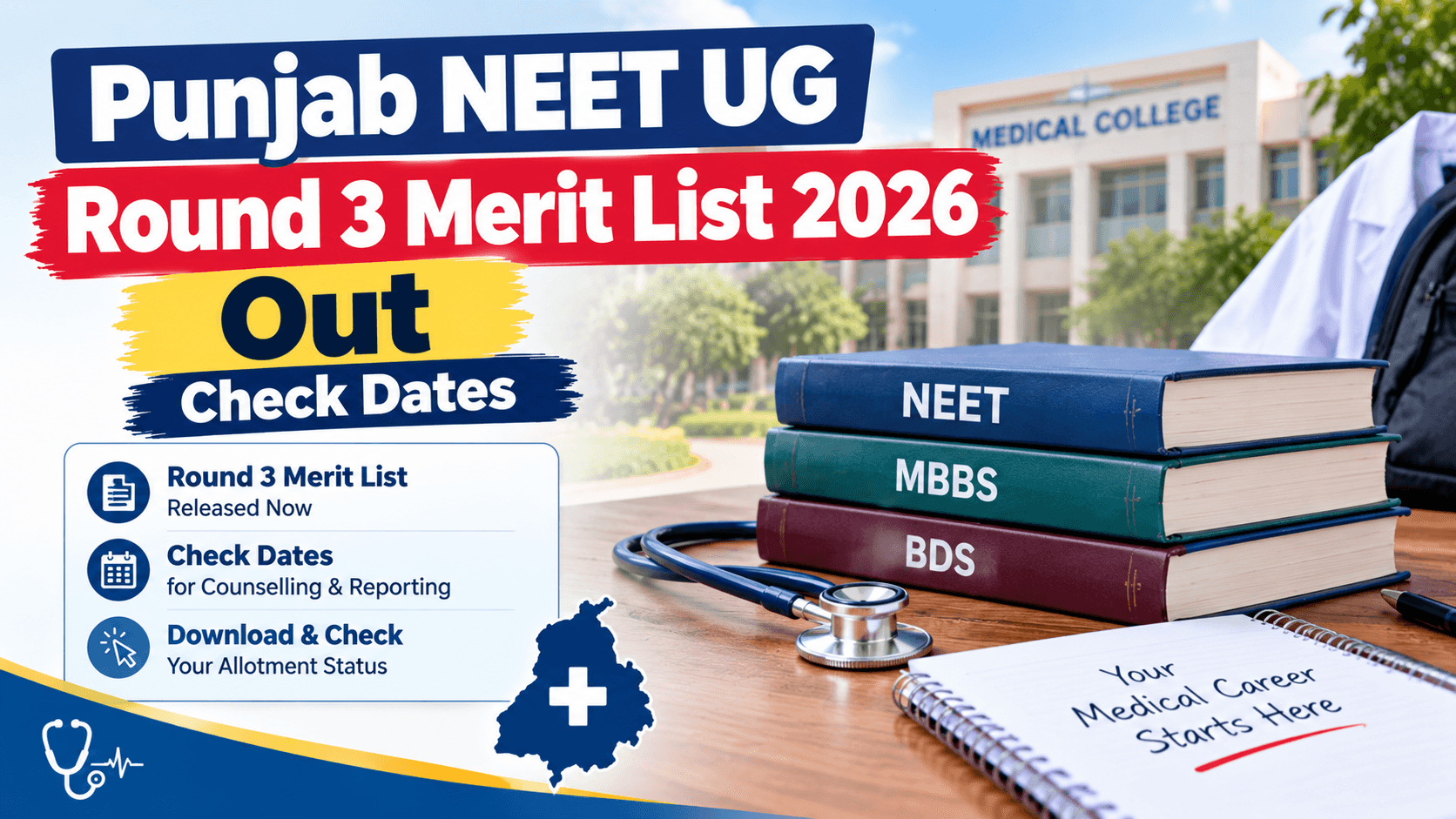 Punjab NEET UG Round 3 Merit List 2026 Out: Check Your Rank Before Choice Filling