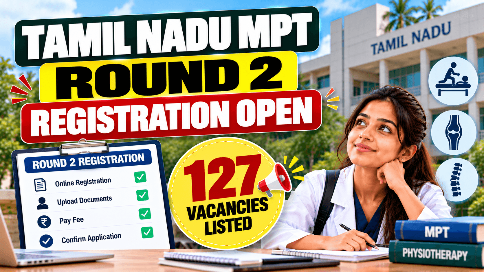 Tamil Nadu MPT Round 2 Registration Open; 127 Tentative Vacancies Listed