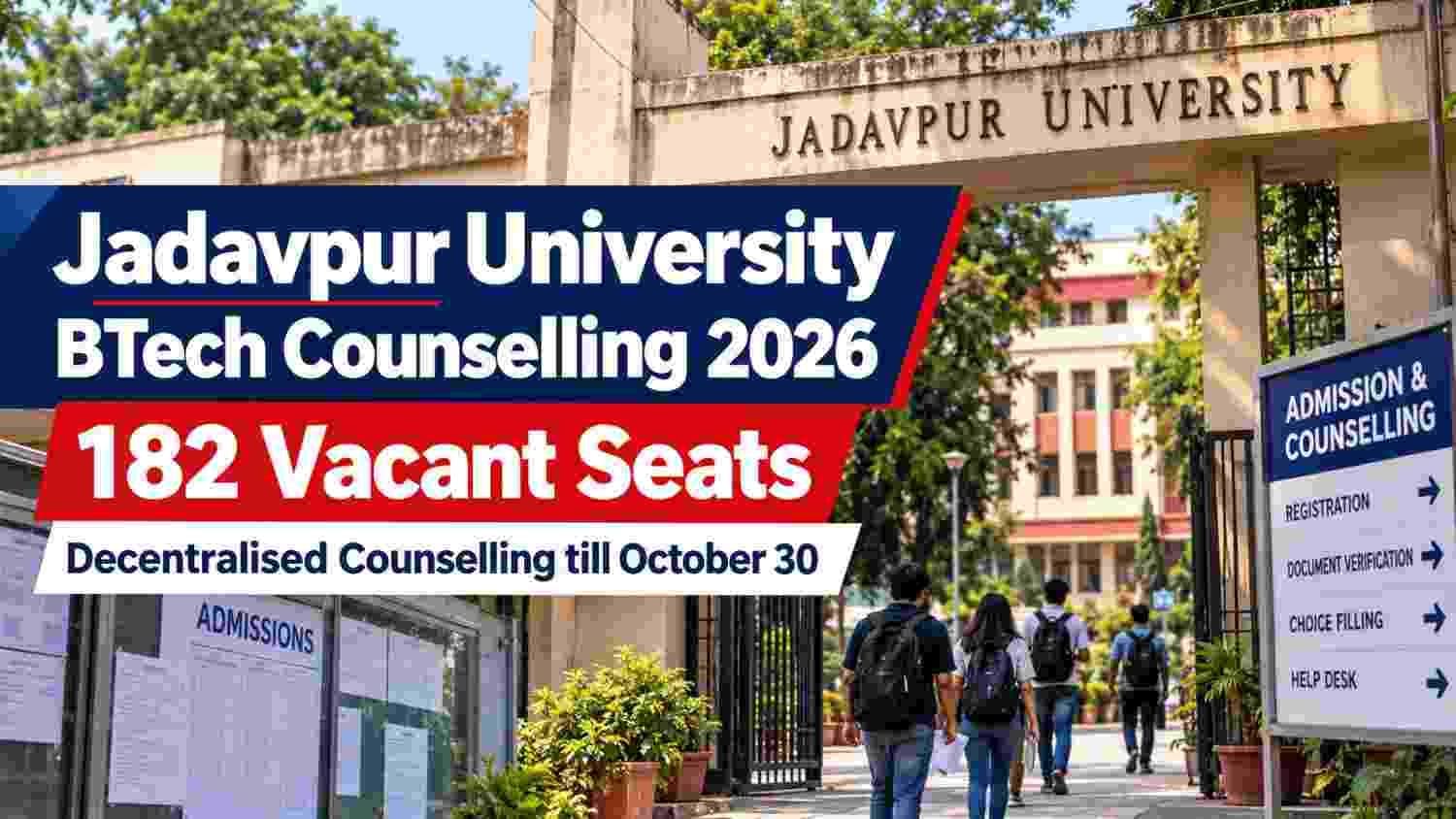 Jadavpur University campus during BTech decentralised counselling for 182 vacant seats