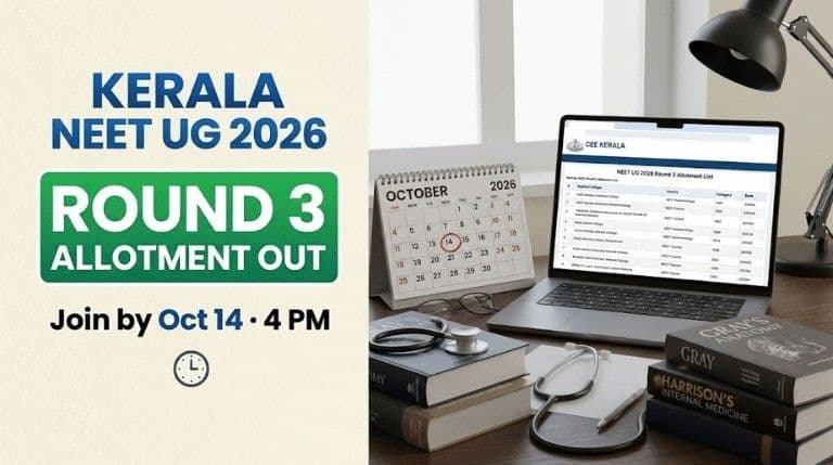 Kerala NEET UG 2026 Round 3 MBBS and BDS seat allotment result announcement