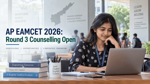 Student checking AP EAMCET 2026 third phase counselling registration on laptop