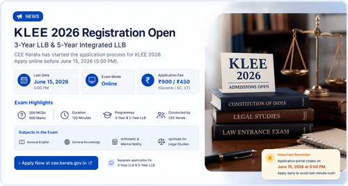KLEE 2026 Registration Open for 3-Year and 5-Year LLB — Last Date Is June 15, Don't Miss It!